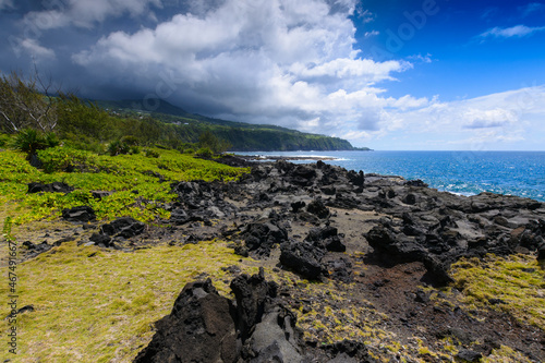 Coast with volcanic rock, South of Reunion Island