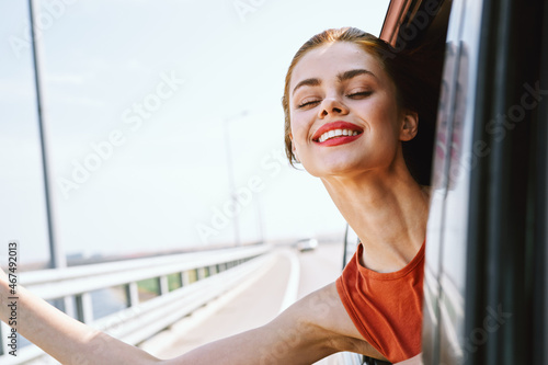 cheerful woman car ride road travel adventure Free Download cheerful woman car ride road travel adventure - GFXLoad