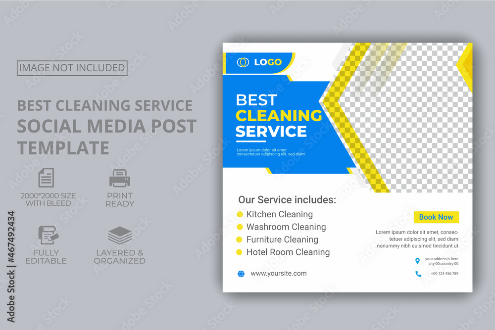 Best cleaning service for home square social media post template