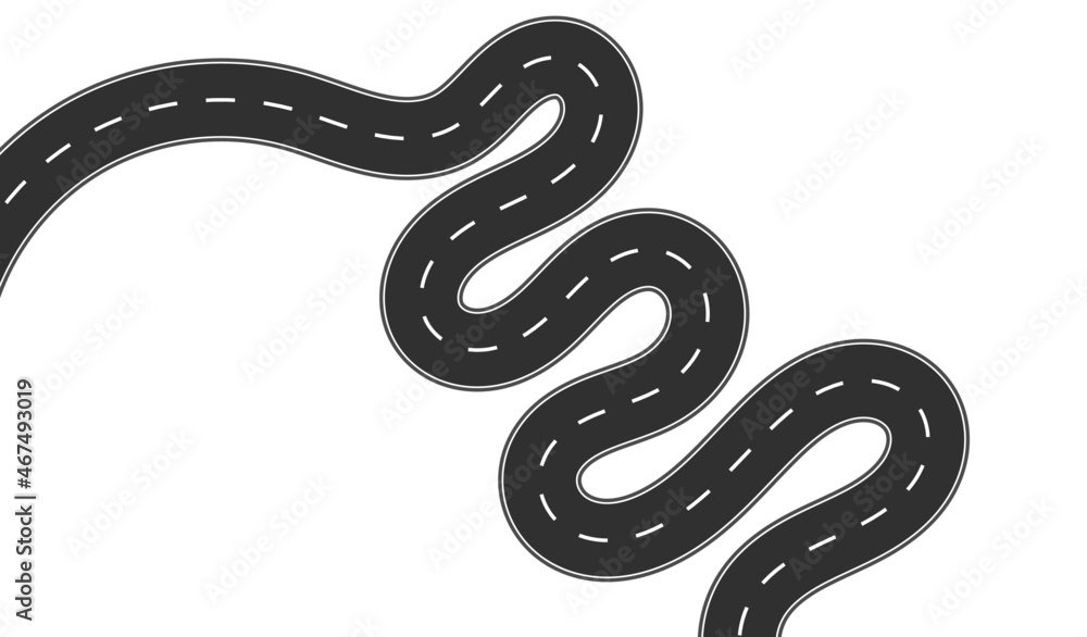 Obraz premium Roadway journey to the future. Asphalt street isolated on white background. Symbols Way to the goal of the end point. Path mean successful business planning Suitable for advertising and presentstation