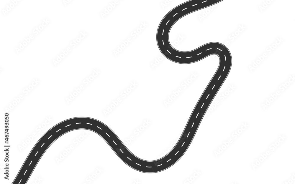 Roadway journey to the future. Asphalt street isolated on white background. Symbols Way to the goal of the end point. Path mean successful business planning Suitable for advertising and presentstation Roadway journey to the future. Asphalt street isolated on white background. Symbols Way to the goal of the end point. Path mean successful business planning Suitable for advertising and presentstation