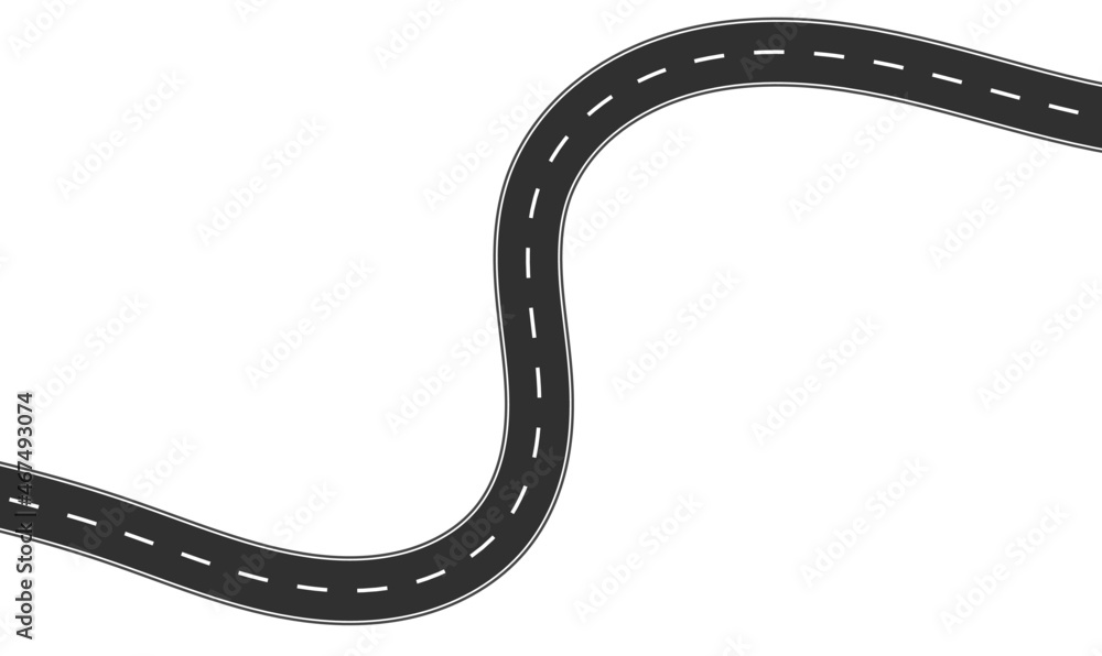 Roadway journey to the future. Asphalt street isolated on white background. Symbols Way to the goal of the end point. Path mean successful business planning Suitable for advertising and presentstation Roadway journey to the future. Asphalt street isolated on white background. Symbols Way to the goal of the end point. Path mean successful business planning Suitable for advertising and presentstation