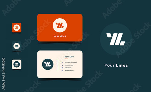 letter y l logo set, applied to the card and favicon