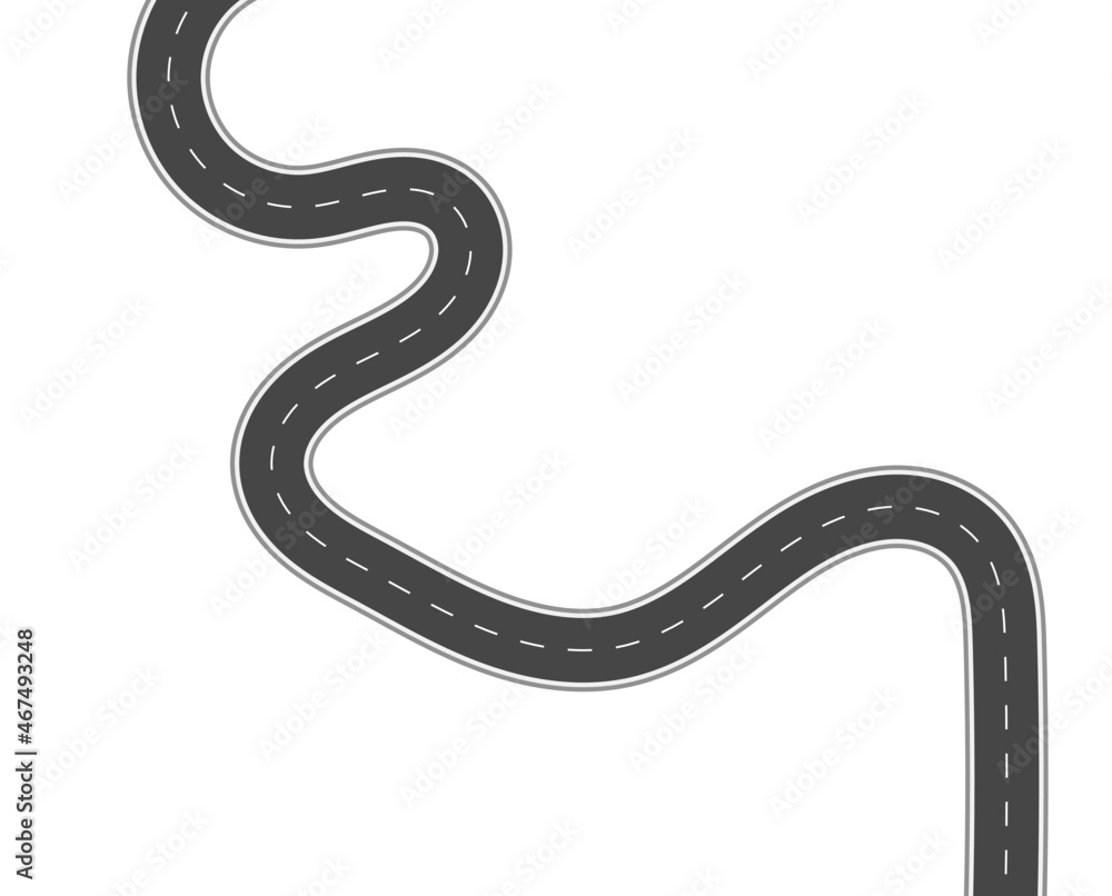 Roadway journey to the future. Asphalt street isolated on white background. Symbols Way to the goal of the end point. Path mean successful business planning Suitable for advertising and presentstation Roadway journey to the future. Asphalt street isolated on white background. Symbols Way to the goal of the end point. Path mean successful business planning Suitable for advertising and presentstation