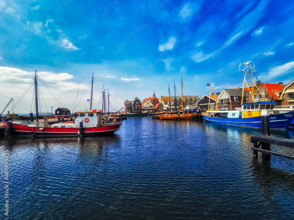 Small fishing harbor in Urk, Flevoland, Netherlands