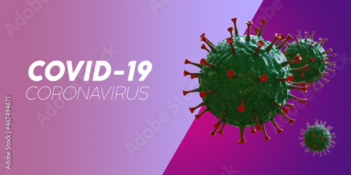 covid-19, coronavirus outbreak, virus floating in cellular environment, influenza coronavirus background, viral disease epidemic, virus 3D rendering, green red virus.