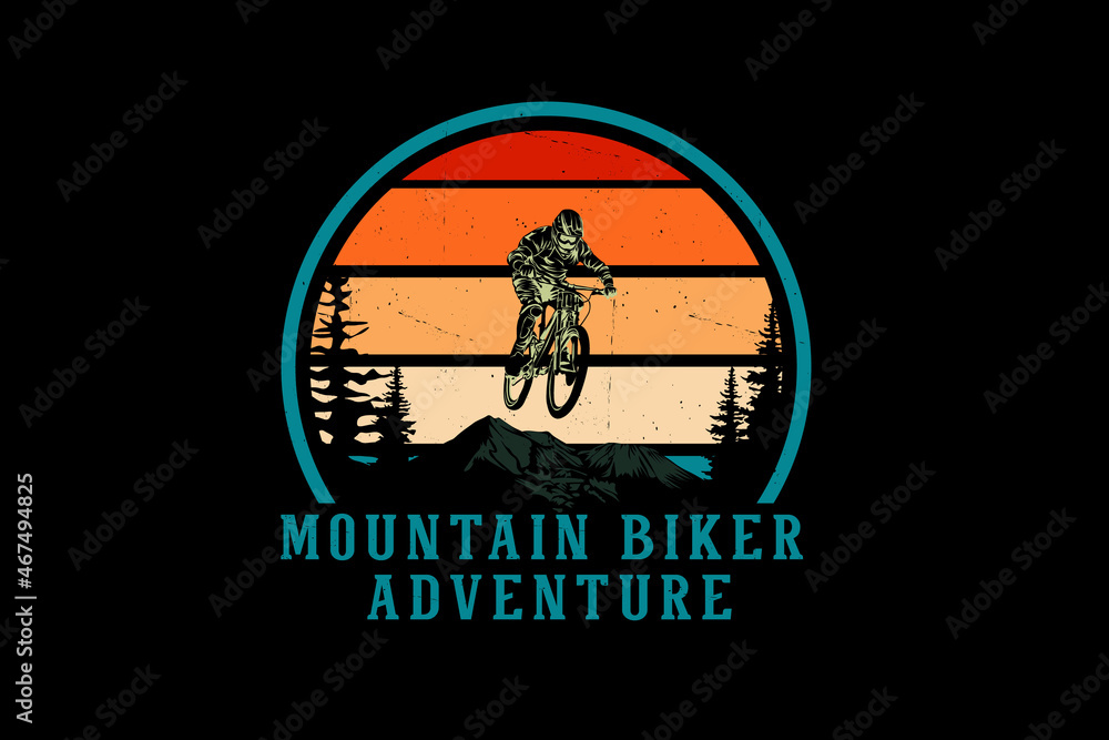 Mountain biker adventure silhouette design Mountain biker adventure silhouette design