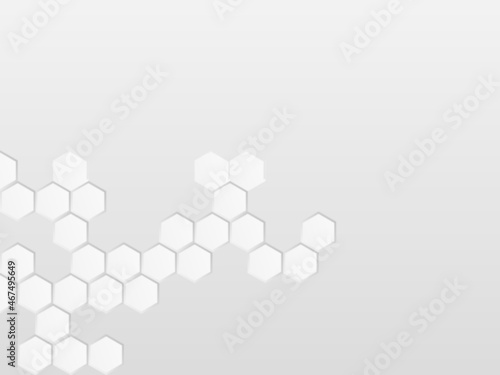Concept abstract hexagon background. Technology on white background. Embossed Hexagon , honeycomb ,light and shadow. Vector illustration.