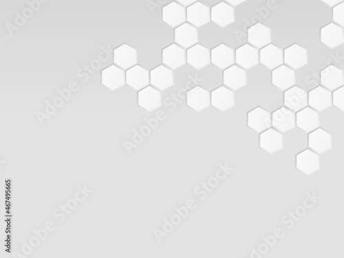 Concept abstract hexagon background. Technology on white background. Embossed Hexagon , honeycomb ,light and shadow. Vector illustration.