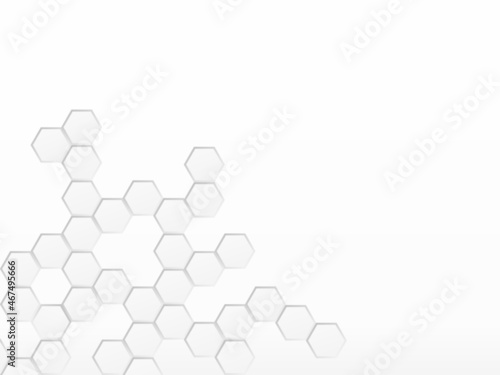 Concept abstract hexagon background. Technology on white background. Embossed Hexagon , honeycomb ,light and shadow. Vector illustration.