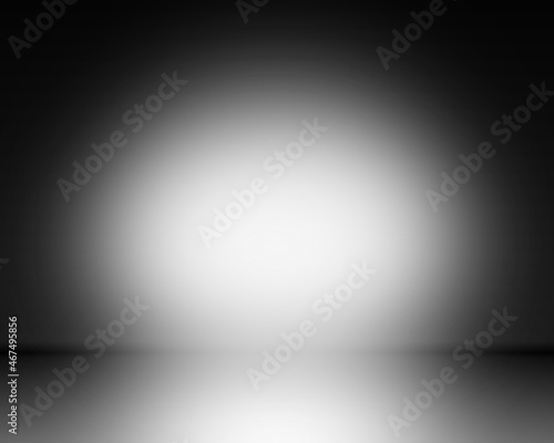 Abstract illustration 3D background texture of dark and light clear white , black and gray gradient wall and floor in studio room. Empty room studio gradient.