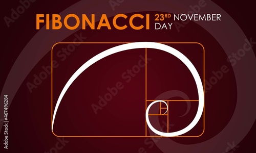 Fibonacci Day Background. November 23. Premium and luxury greeting card, letter, poster, or banner. With golden ratio shape icon. Vector illustration