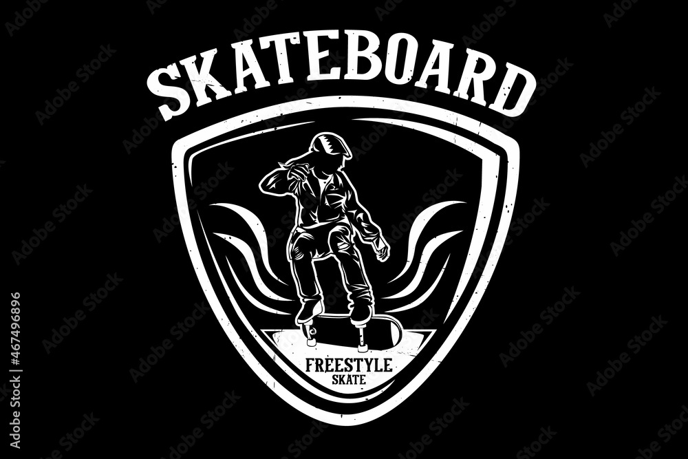 Naklejka premium Skateboard skate freestyle silhouette design