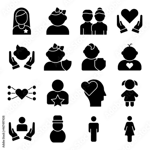 Pack of Family Solid Icons 