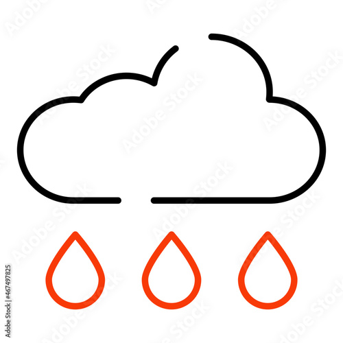 Cloud raining icon in linear design 