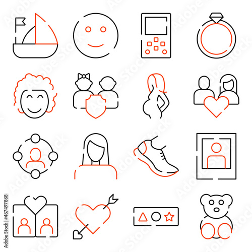 Pack of Parenting Linear Icons 