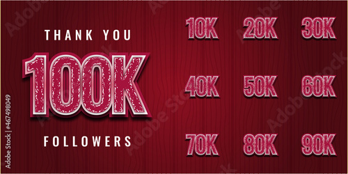 Thank you 10000 to 100000 followers colorful template design