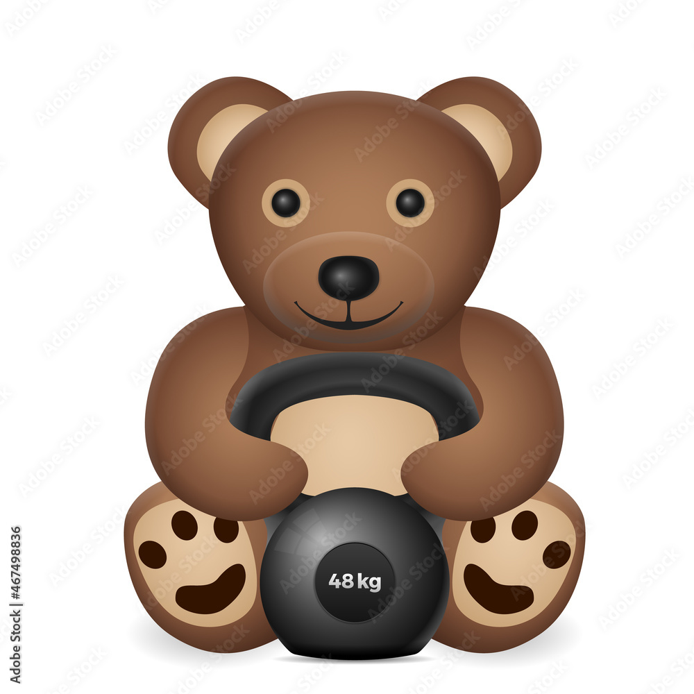 Fototapeta premium Teddy bear with kettle bell
