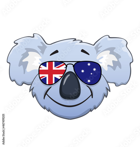 Canvas Print Koala face with australian flag sunglasses