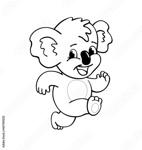 Aussia koala running for kids coloring book
