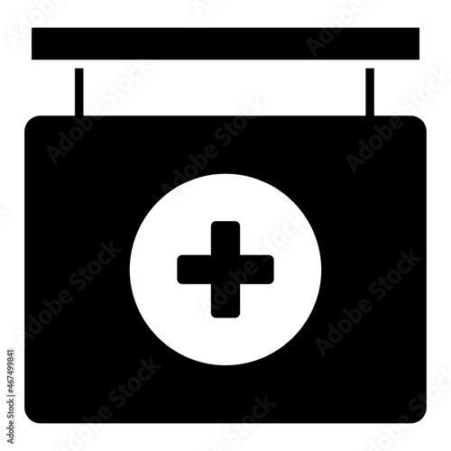 Direction post icon in solid design, medical board vector