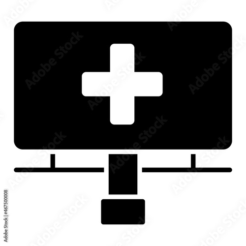 Direction post icon in solid design, medical board vector