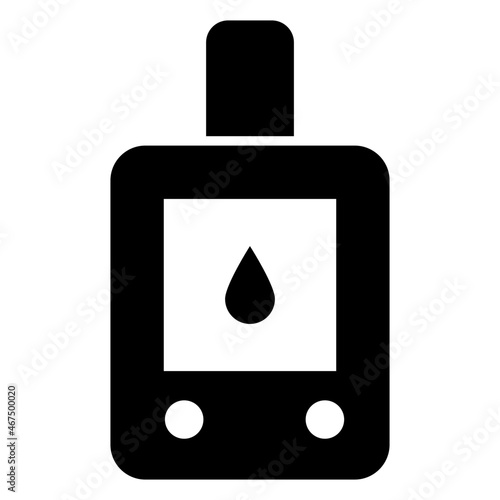 Sugar test machine icon, glyph design of glucometer