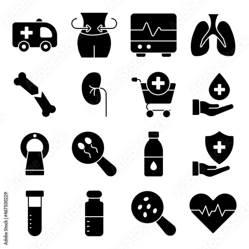 Pack of Medical Instruments Solid Icons 