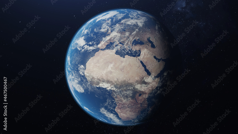 Planet Earth Space Scene 3D Rendering
