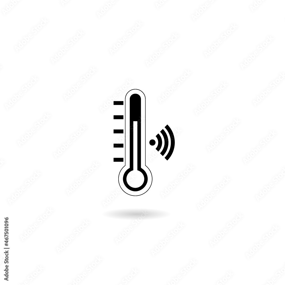 Smart temperature icon with shadow isolated on white background Smart temperature icon with shadow isolated on white background