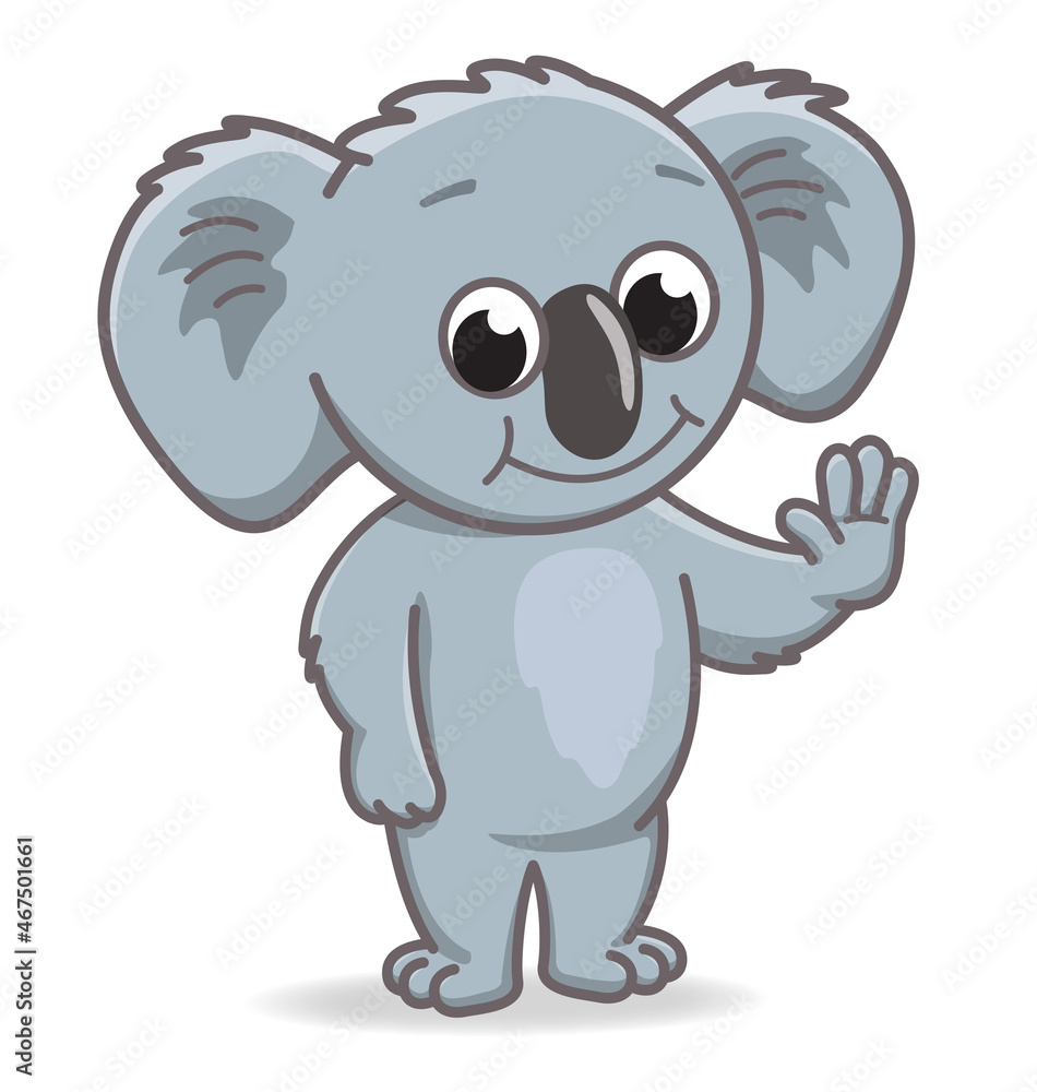 Fototapeta premium smiling happy cartoon koala standing and waving