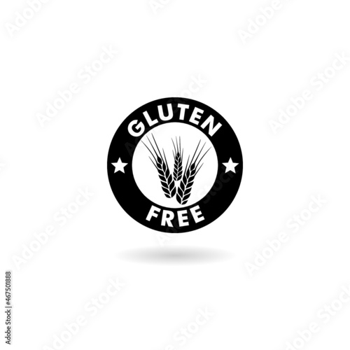 Gluten free label with shadow isolated on white background 