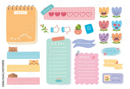 Cute journal and planner design vector illustration