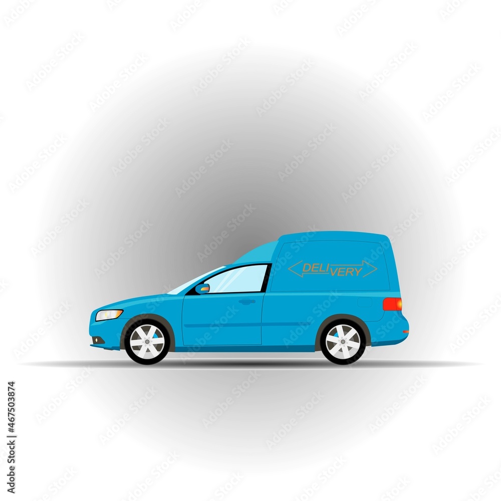A van car delivers food to the buyer. Food delivery service concept. A van car delivers food to the buyer. Food delivery service concept.