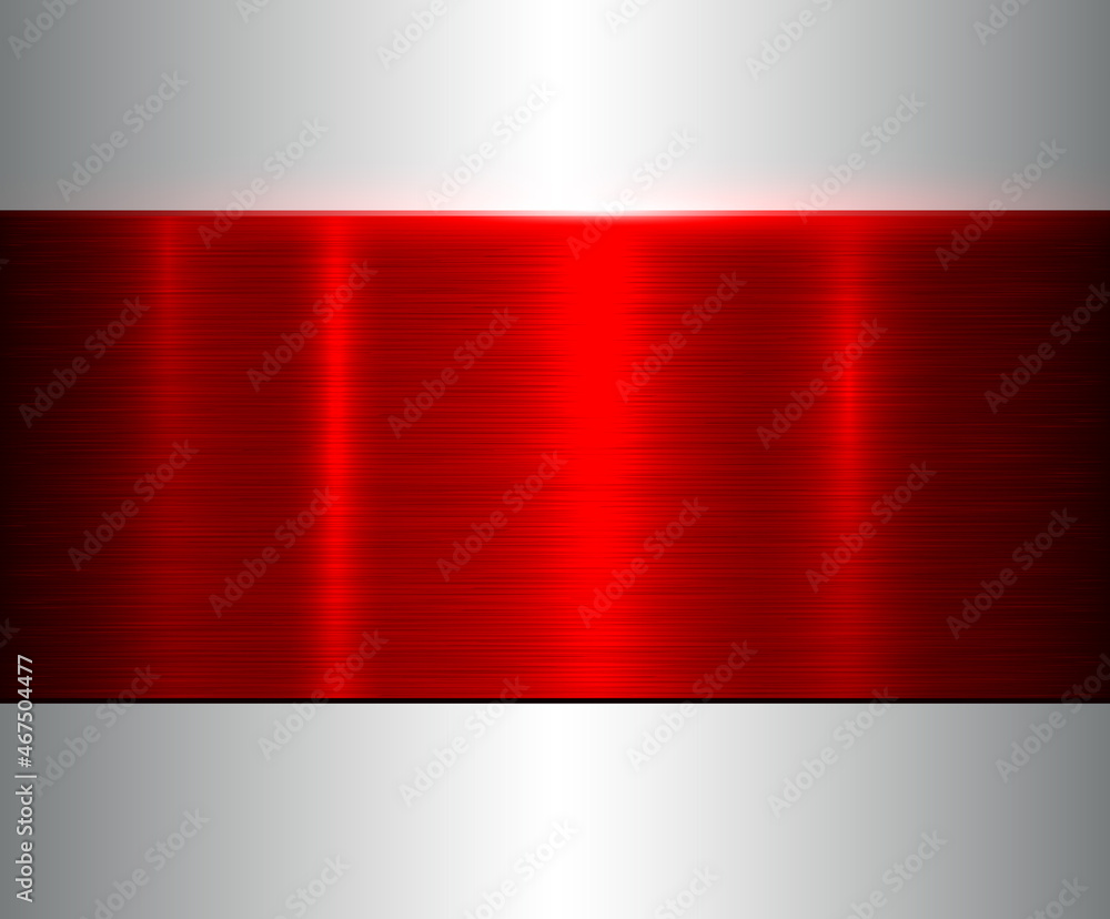Metallic background with silver red chrome brushed metal texture banner, vector illustration. Metallic background with silver red chrome brushed metal texture banner, vector illustration.