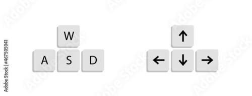 Keyboard button arrow and WASD set icon. Simple minimal flat vector for app and web design