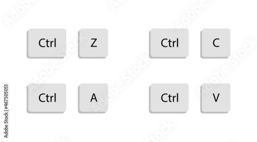 Ctrl z, c, a, v button. Keyboard icon. Copy and past concept symbol in vector flat style.