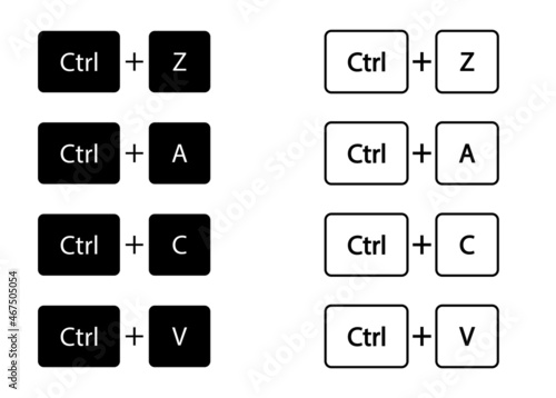 Ctrl z, c, a, v button. Keyboard icon. Copy and past concept symbol in vector flat style.