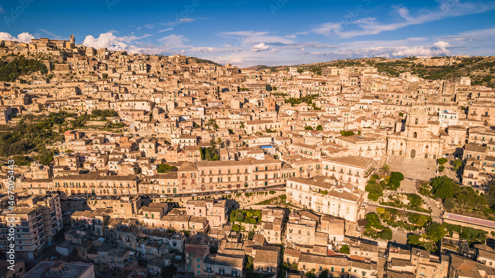 Naklejka premium Wonderful View of Modica City Centre from above, Ragusa, Sicili, Italy, Europe, World Heritage Site