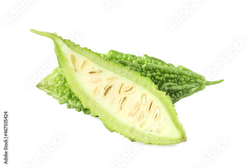 Bitter melon or Bitter gourd isolated on white background