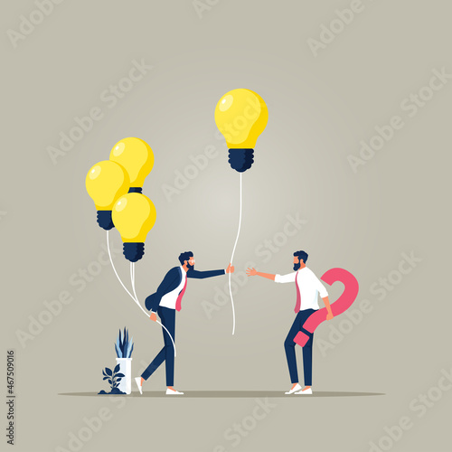 Sharing business ideas vector concept, Businessman Share Idea With A Partner, collaboration meeting, sharing knowledge, teamwork 