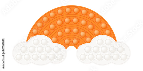 Popit figure rainbow as a fashionable silicon toy for fidgets. Addictive anti stress toy in bright rainbow colors. Bubble anxiety developing pop it toys for kids. Vector illustration isolated on white