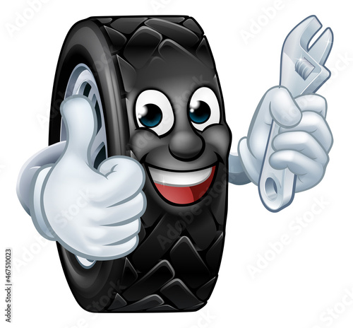 Tyre Cartoon Car Mechanic Service Mascot