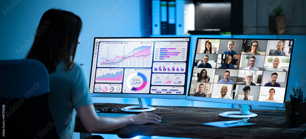 Watching Video Conference Business Webinar Watching Video Conference Business Webinar