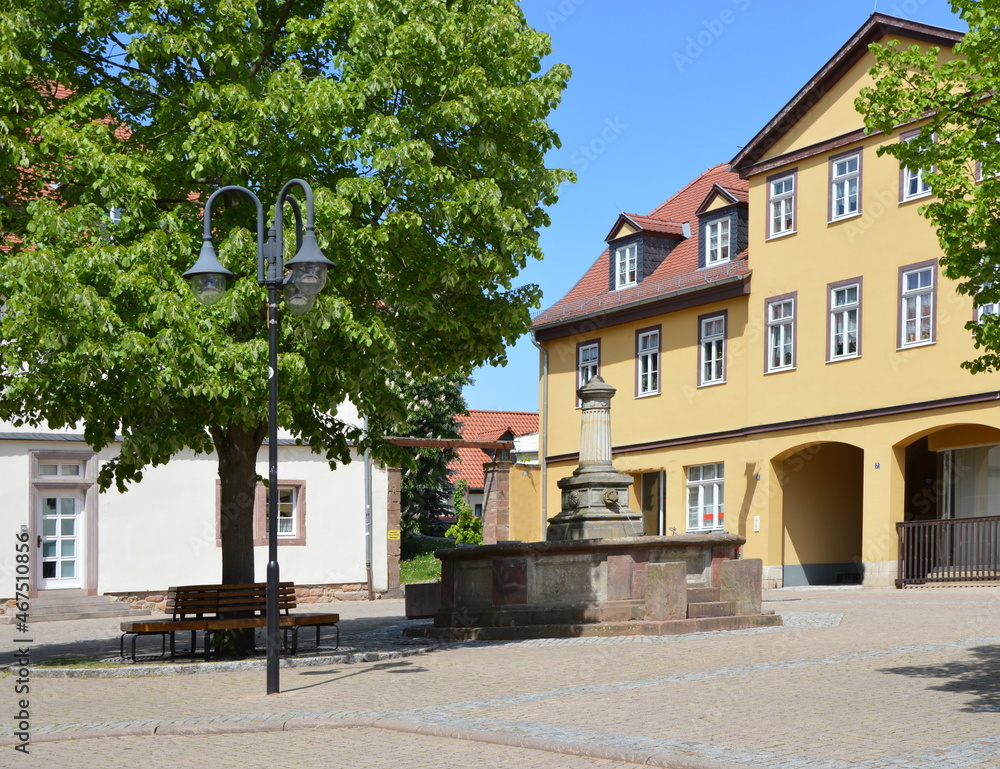 Historischer Brunnen in der Kur Stadt Bad Berka, Thüringen