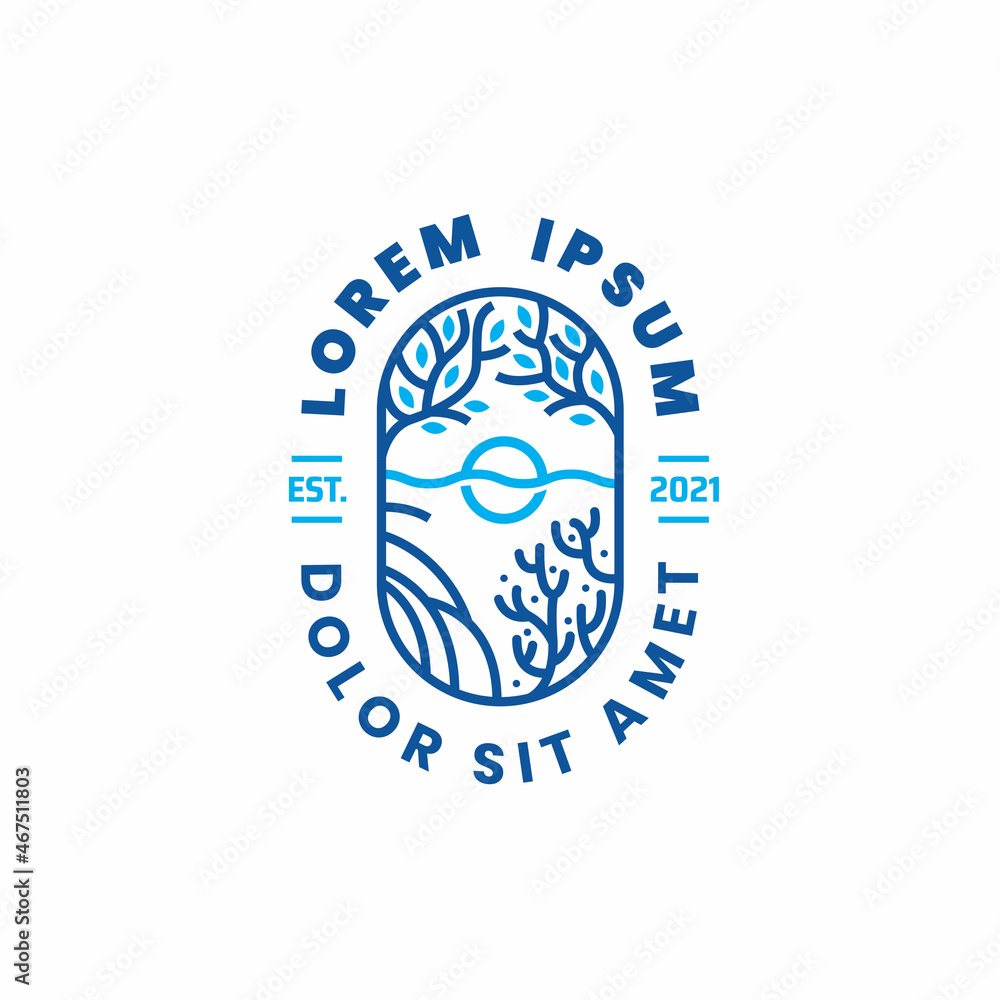 Coastal Ecosystem Mangrove Coral Logo