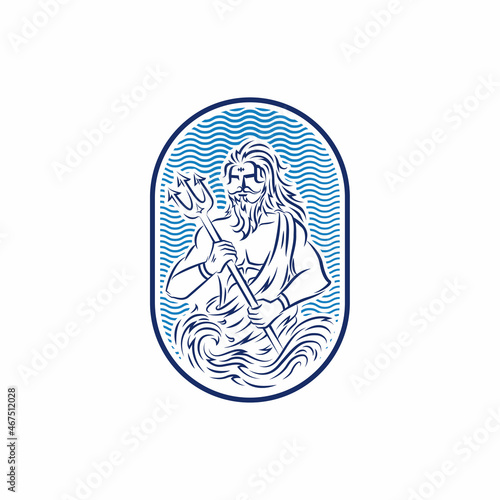 Poseidon The Sea God Neptune Atlantis Trident Mascot Logo