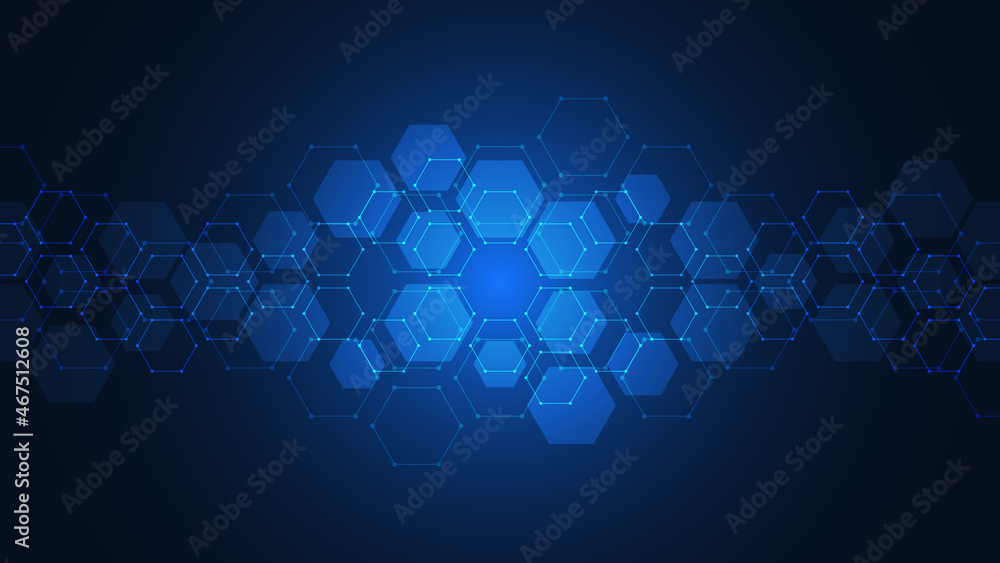 Abstract background with geometric shapes and hexagon pattern