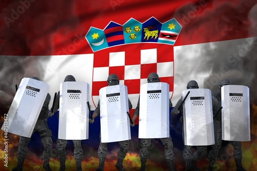 Foto Croatia protest stopping concept, police special forces protecting peaceful peop
