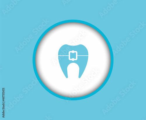 Dental braces for teeth flat circle icon for websites.
